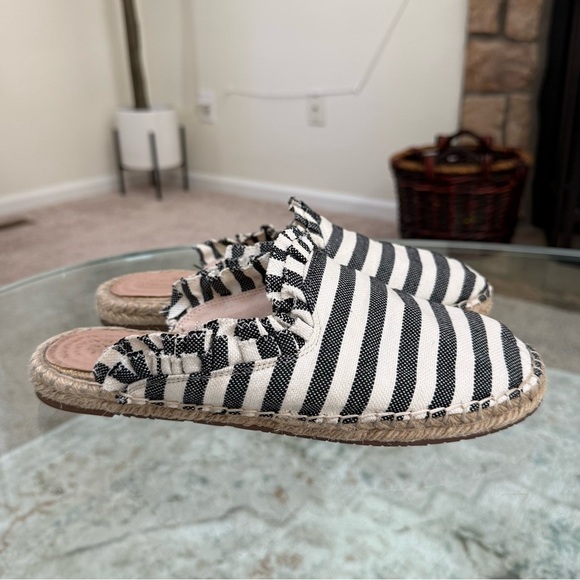 Kate Spade Striped Black and White Laila Espadrille Mules Women’s Size 8 - Picture 8 of 10